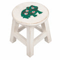 Kinder-Holzhocker mit Frosch-Motiv in Weiß und Grün