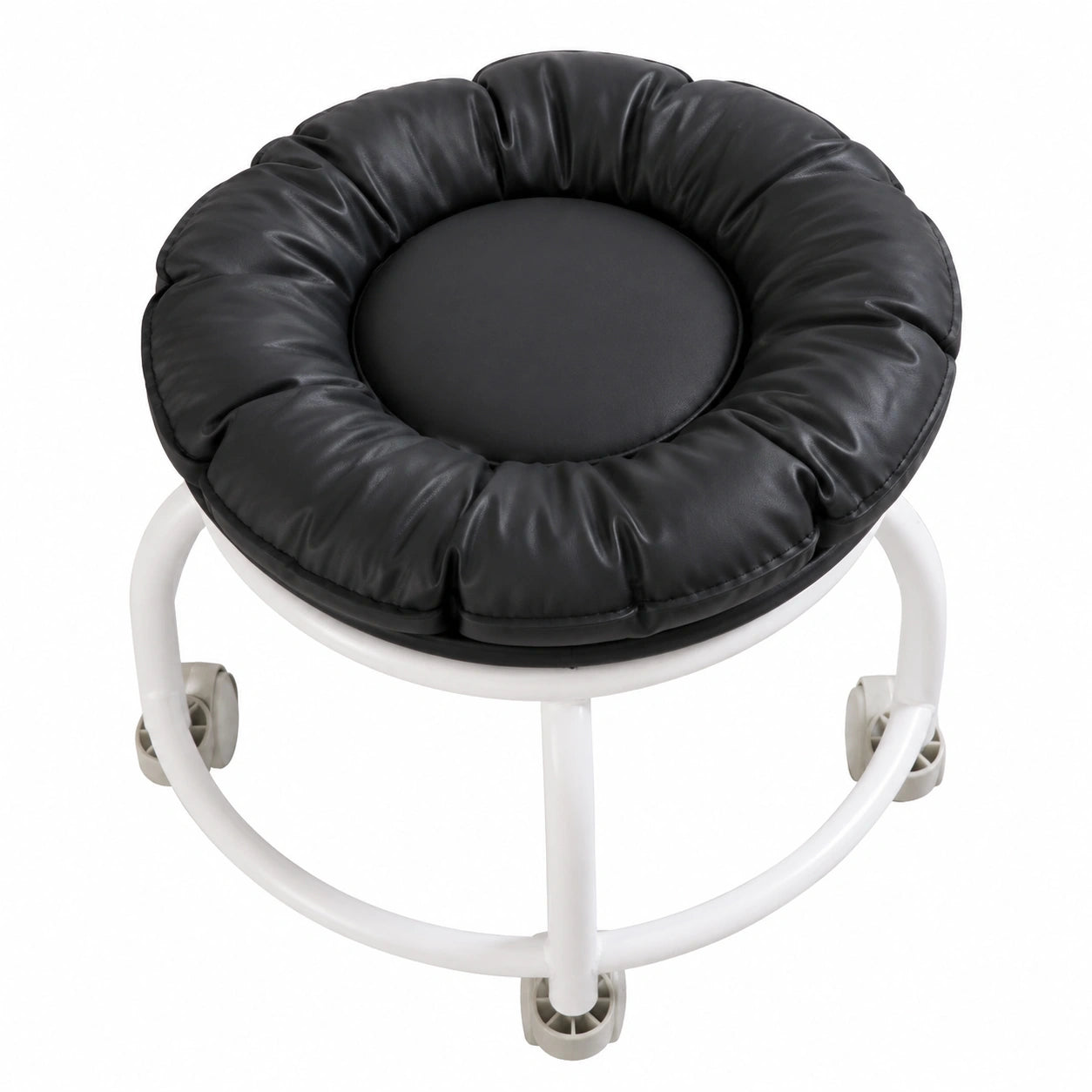 Verstellbarer Drehhocker mit Rollen, Ergonomischer Kinderstuhl, Leise und Stabil, Schwarz