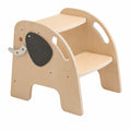 Kinder Holz-Lernturm Elefant Design, 2-Stufiger Rutschfester Tritthocker ab 2 Jahren