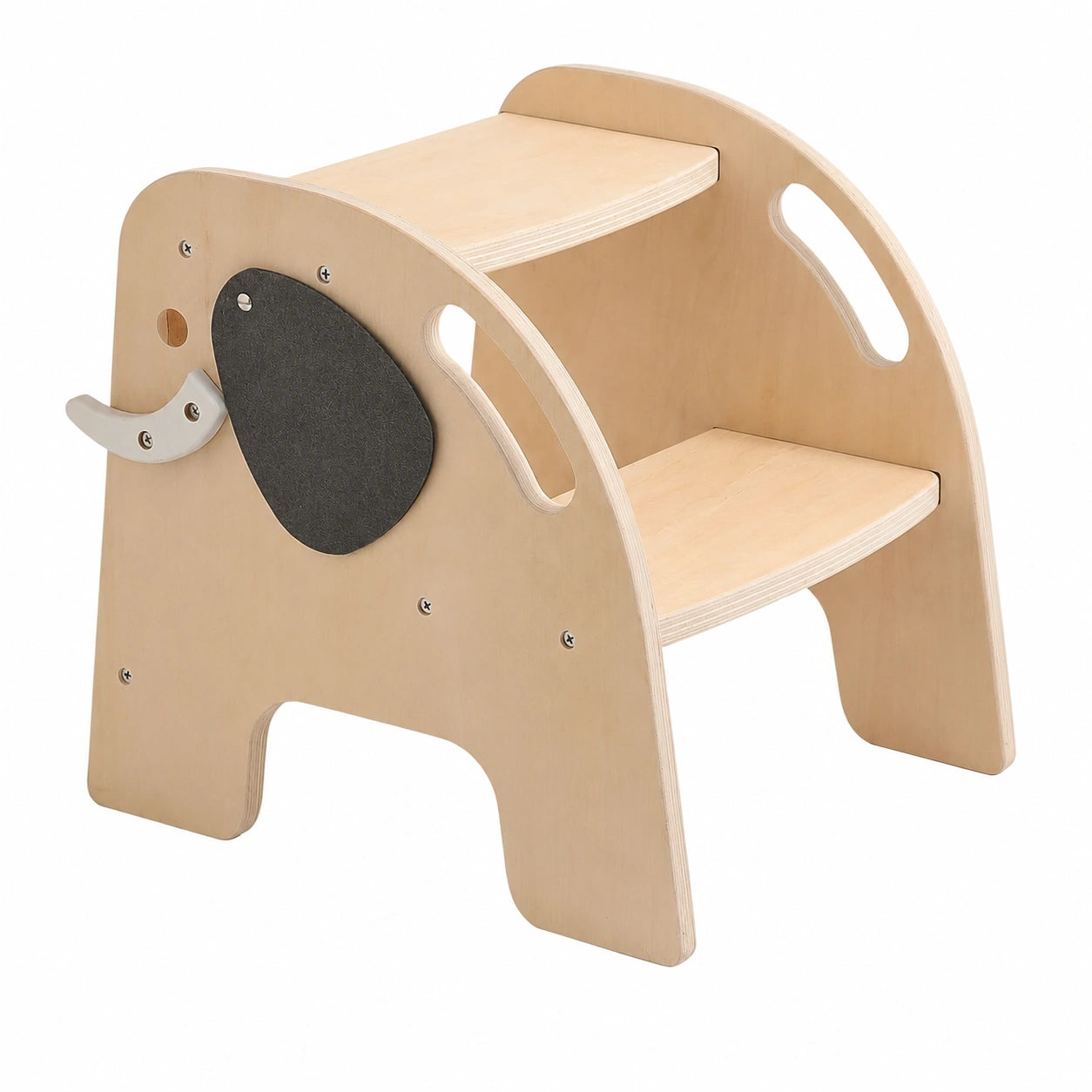 Kinder Holz-Lernturm Elefant Design, 2-Stufiger Rutschfester Tritthocker ab 2 Jahren