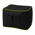 BuBiBag Rechteckiger Sitzsack Hocker - Vielseitiger Gaming Sitzwürfel mit Seitentaschen, Indoor & Outdoor geeignet, Schwarz mit Neongelb Akzenten