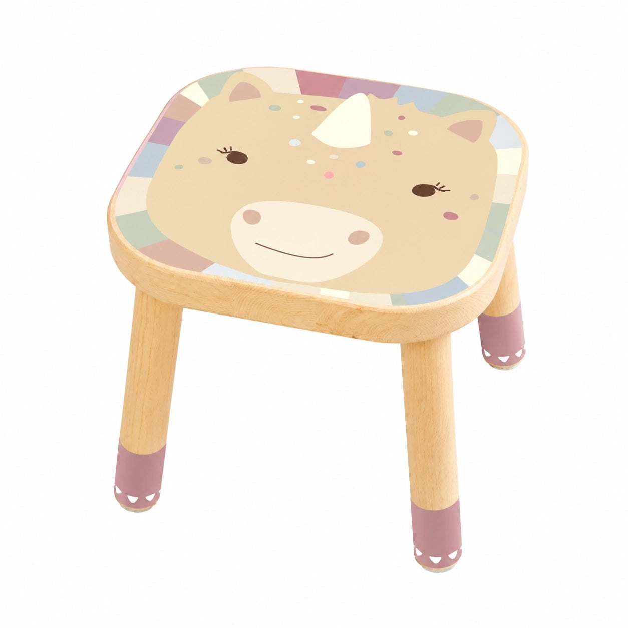 Selbstklebende Tiermotiv-Klebefolie für IKEA Flisat Kinderhocker – Bunte Dekorfolie für Kinderzimmer – Einhorn-Design