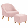 HOMCOM Kinder-Sessel mit Hocker, Samtoptik, Rosa, für Kinder ab 3 Jahren