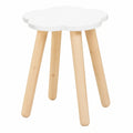 Kinder Holz-Hocker Wolkendesign, Naturnaher Pflanzenhocker, Dekorativer Nachttisch, Inspirierende Kinderzimmer-Dekoration, Mini Beistelltisch Weiß