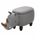 SVITA Kinderhocker Nashorn mit Stauraum und Holzbeinen – Sitzhocker für Kinderzimmer