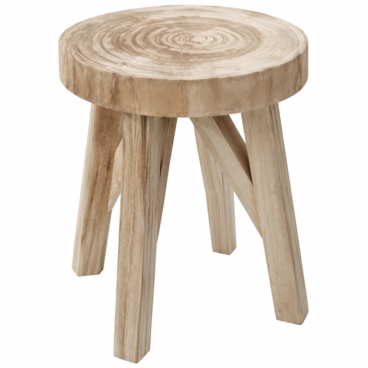 Spetebo Massivholz Hocker Natur - 40 cm - Vielseitiger Beistelltisch und Fußhocker