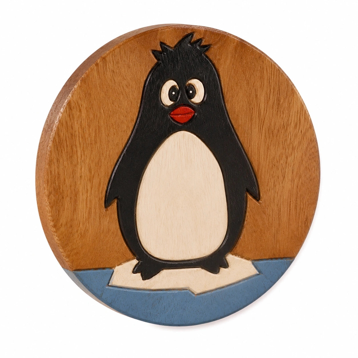 Kinderhocker Rundholz mit Pinguinmotiv – Vielseitiger Massivholzhocker