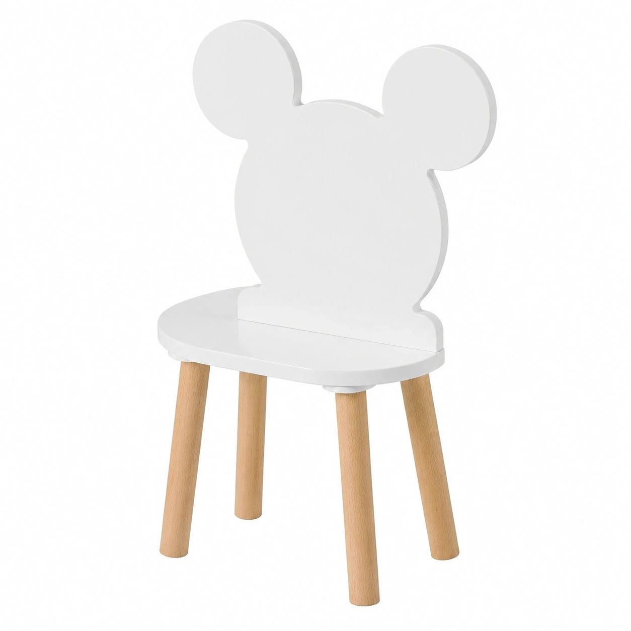 Kindersitz Maus Holz Weiß, PlayPals Kinderstuhl, 60x32x32 cm, Sitzhöhe 27 cm, für Kinder von 2-7 Jahren