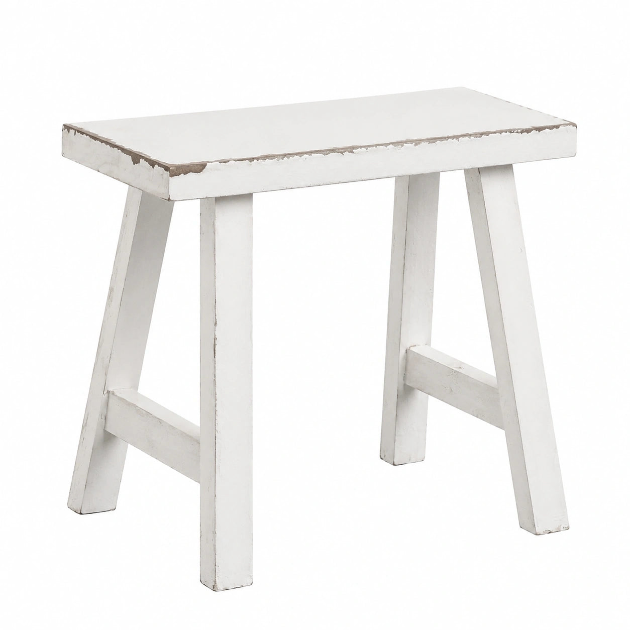 Massivholz-Hocker Creme im Shabby Chic, vielseitig als Kinder-, Blumen- oder Sitzhocker