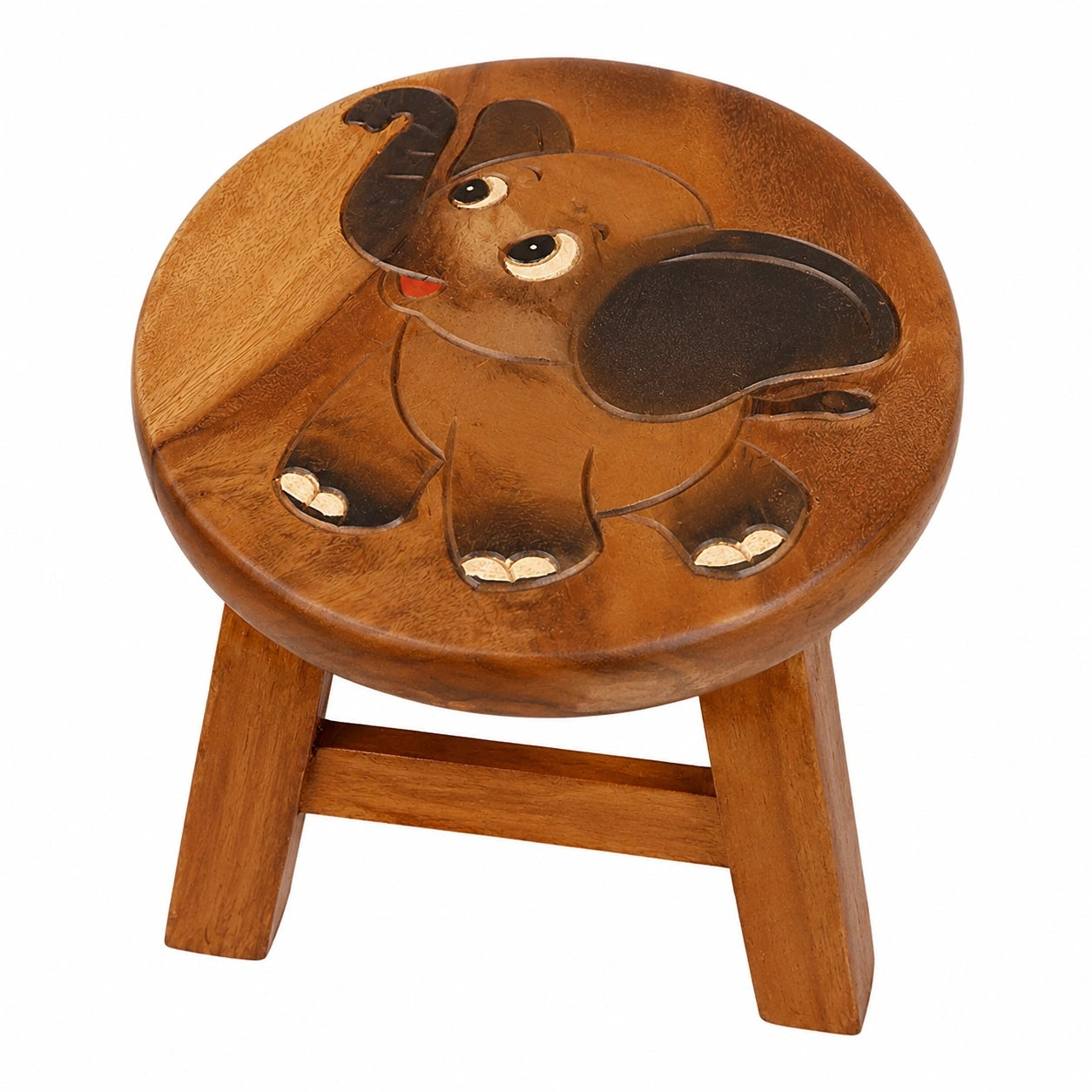 Holzhocker für Kinder, rund, Elefantendesign, vielseitig einsetzbar