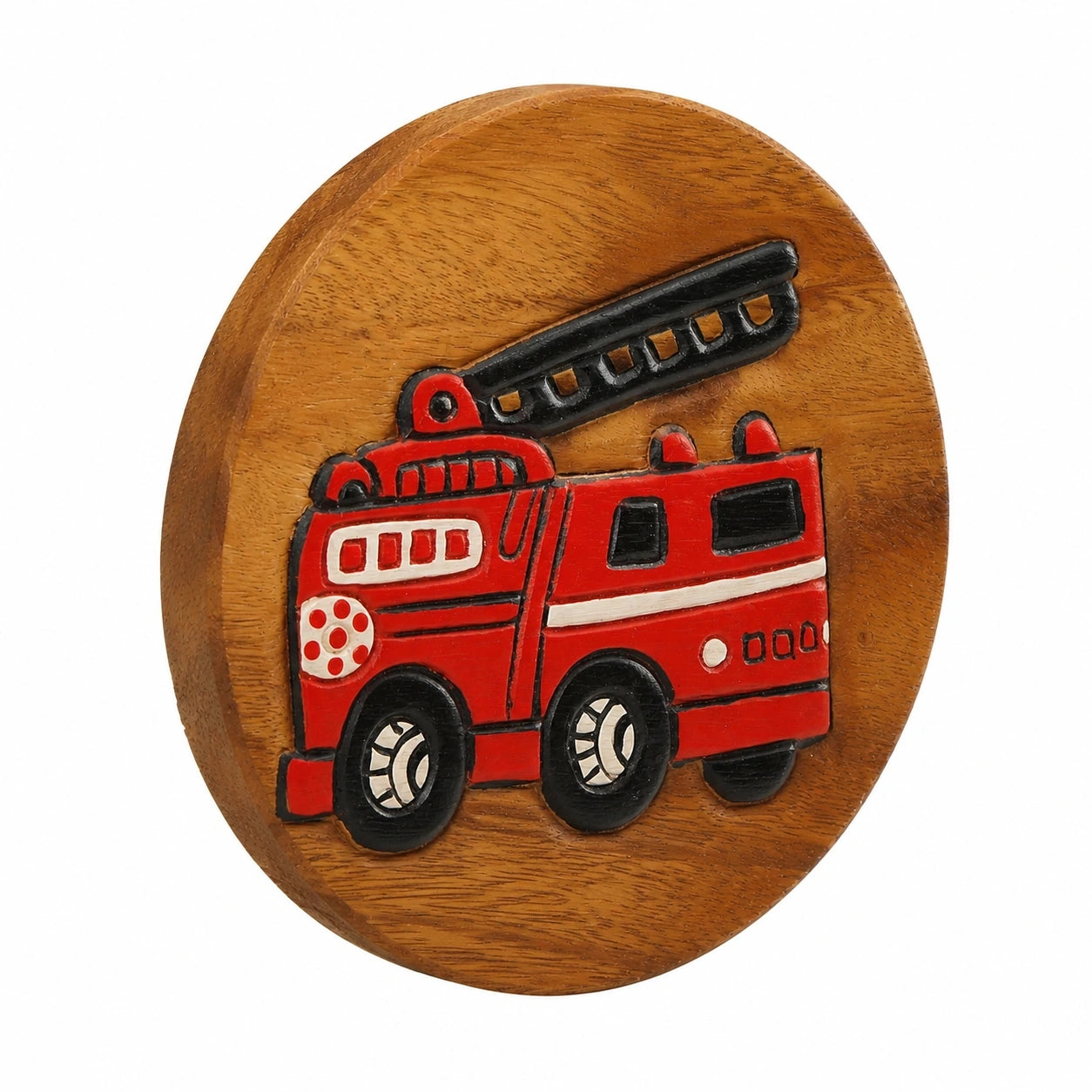 Vielseitiger Kinderhocker aus Massivholz für kleine Feuerwehrfans